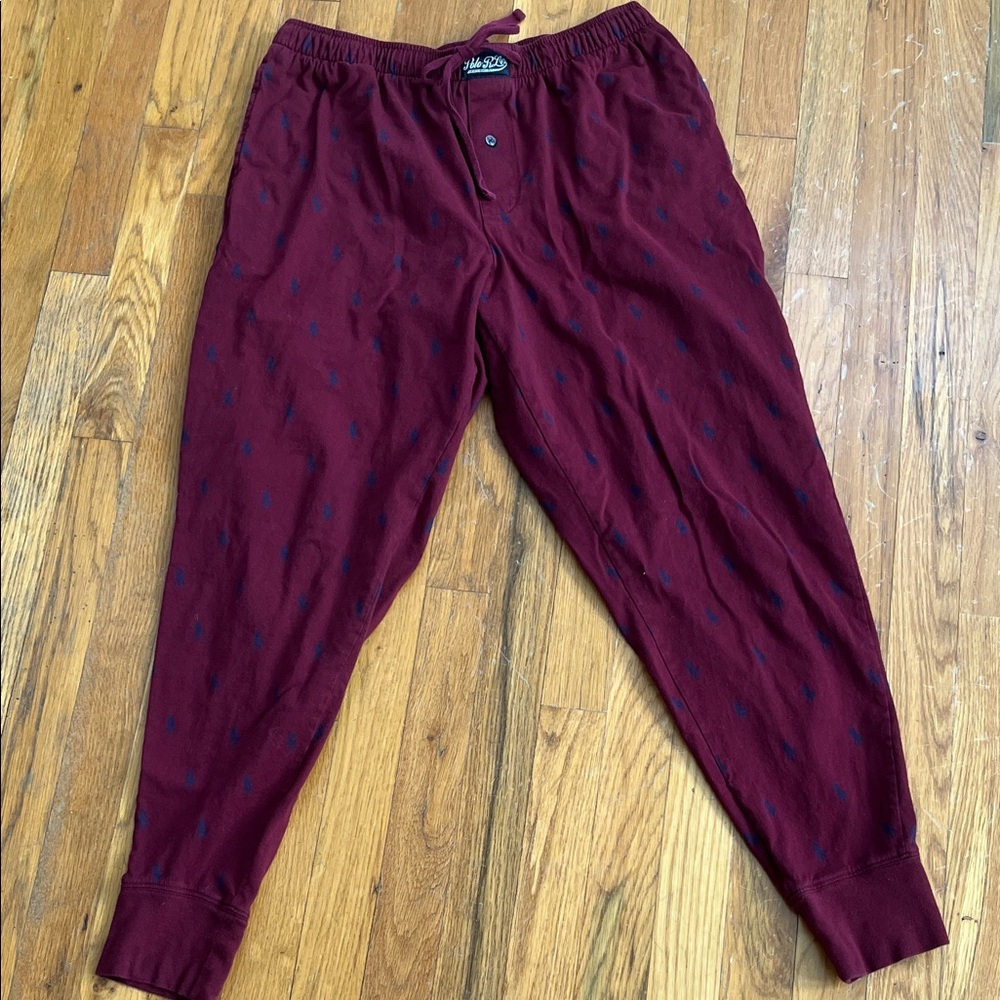 Polo by Ralph Lauren Logo Maroon Fleece Sleepwear Joggers
